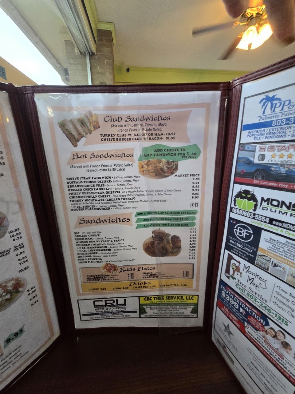 Prepared meals for a drive-in restaurant.